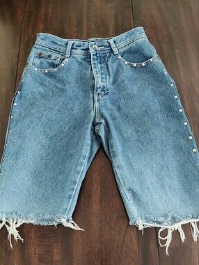 Revolt Jeans Light Blue Studded Cropped Ankle Jeans